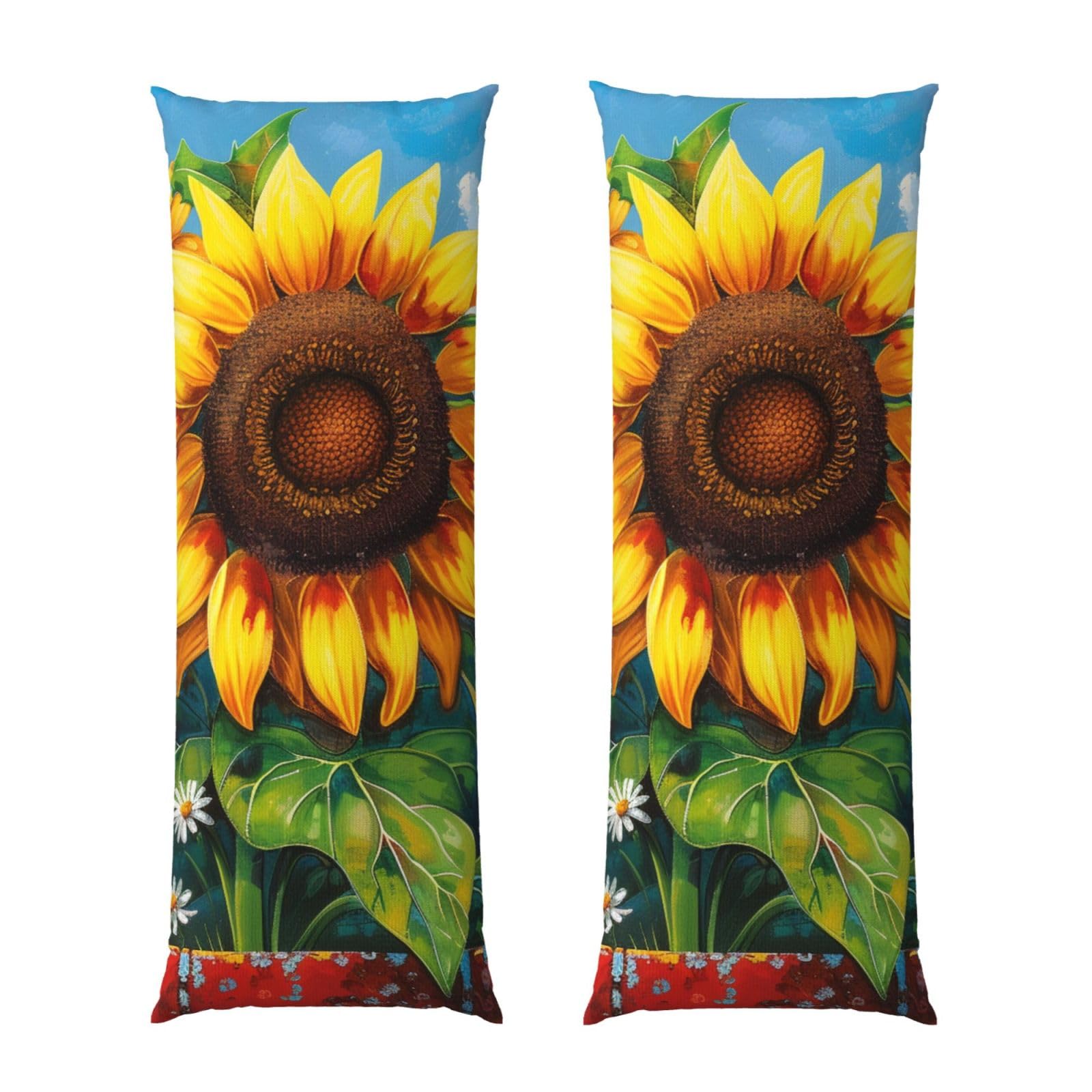 Body Pillow Cover 20x54 Inch, Summer Sunflower Print Long Lumbar Pillow Case with Zipper Long Body Pillowcase Decorative for Bed Sofa Bedroom
