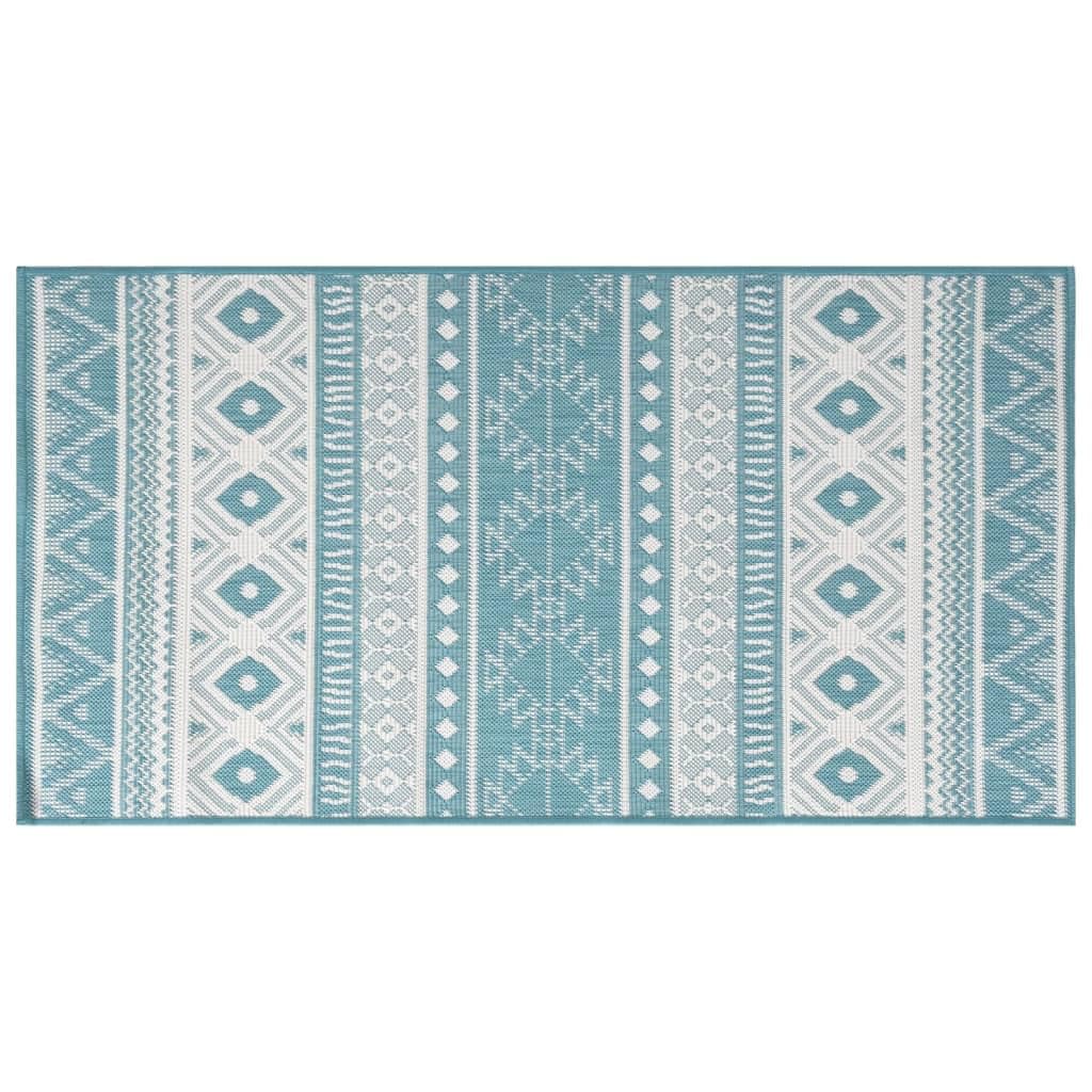 Dywan zewnętrzny do trawnika i ogrodu, kolor Aqua and White, 100 x 200 cm, dwustronny design, do domu i ogrodu