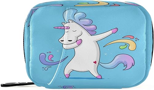Miniatura 1 de Naanle Divertida pastillero de unicornio bailando de 7 días, bolsa organizadora de pastillas de viaje con cremallera, funda semanal portátil, tamaño