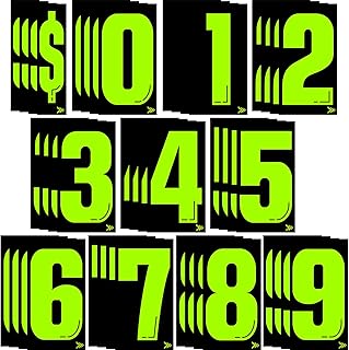 44 Pcs 7 1/2 Vinyl Number Decals Large Chartreuse Windshield Pricing Stickers Car Dealership Supplies 0-9 Car Lot Pricing Numbers for Auto Vehicle Window