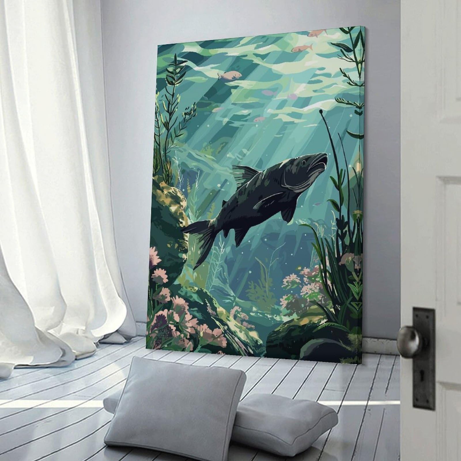 Junmoney Wall Picture Print Fish Swimming Underwater, 12x18inch(30x45cm), for Wall Displays, Bedrooms Or Room Updates, Wall Decor Suited to Curated Displays