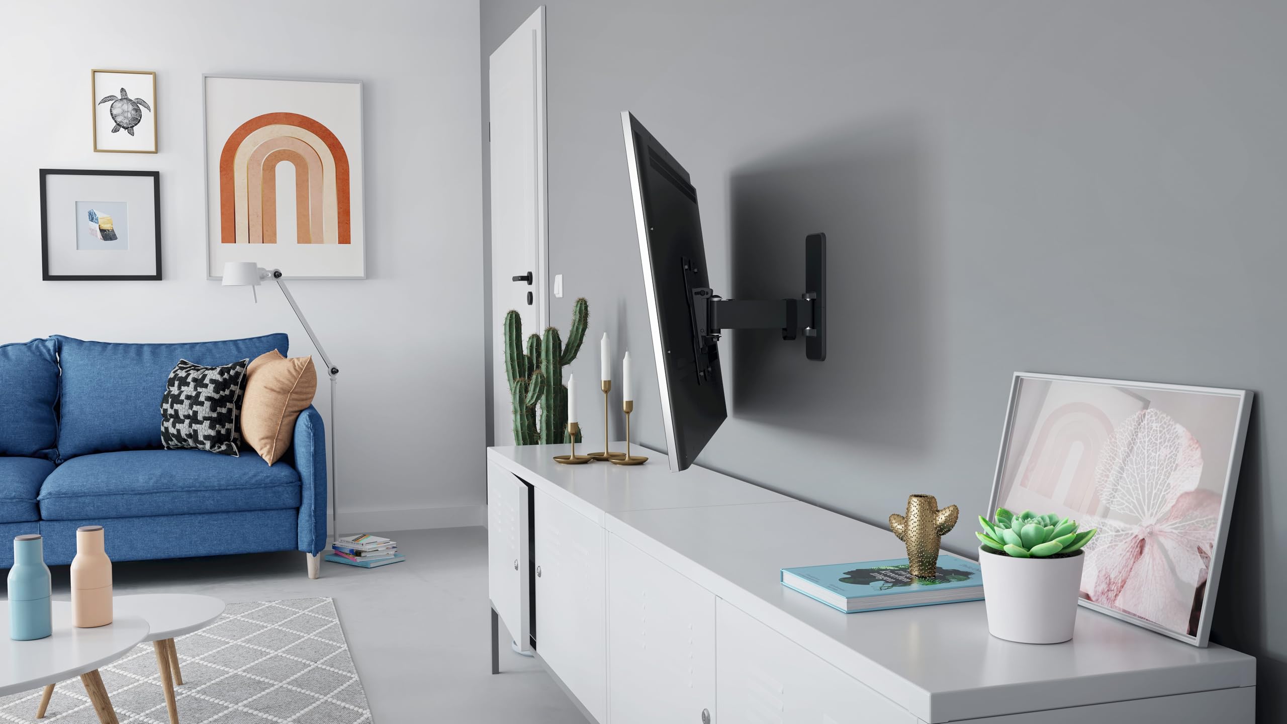 Vogel’s TVM 1225 Supporto TV girevole per televisori da 19-43 pollici, Max. 15 kg, Orientabile fino a 120°, Staffa da parete per TV full-motion max. VESA 200x200