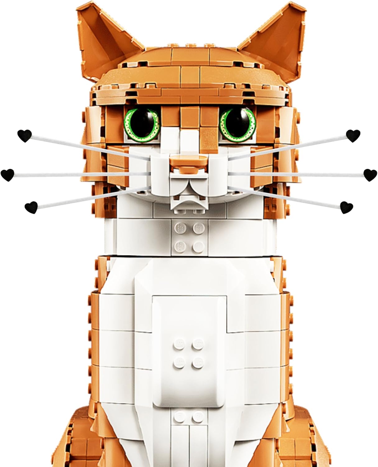 Whiskers for Lego® 21349 Ideas Tuxedo Cat & Lego® 21376 Ideas Orange Cat Snap-in Accessory - Compatible with Model 21349/21376 (Whiskers Only, Not The Building Block Kit) (Black Hearts Edition)