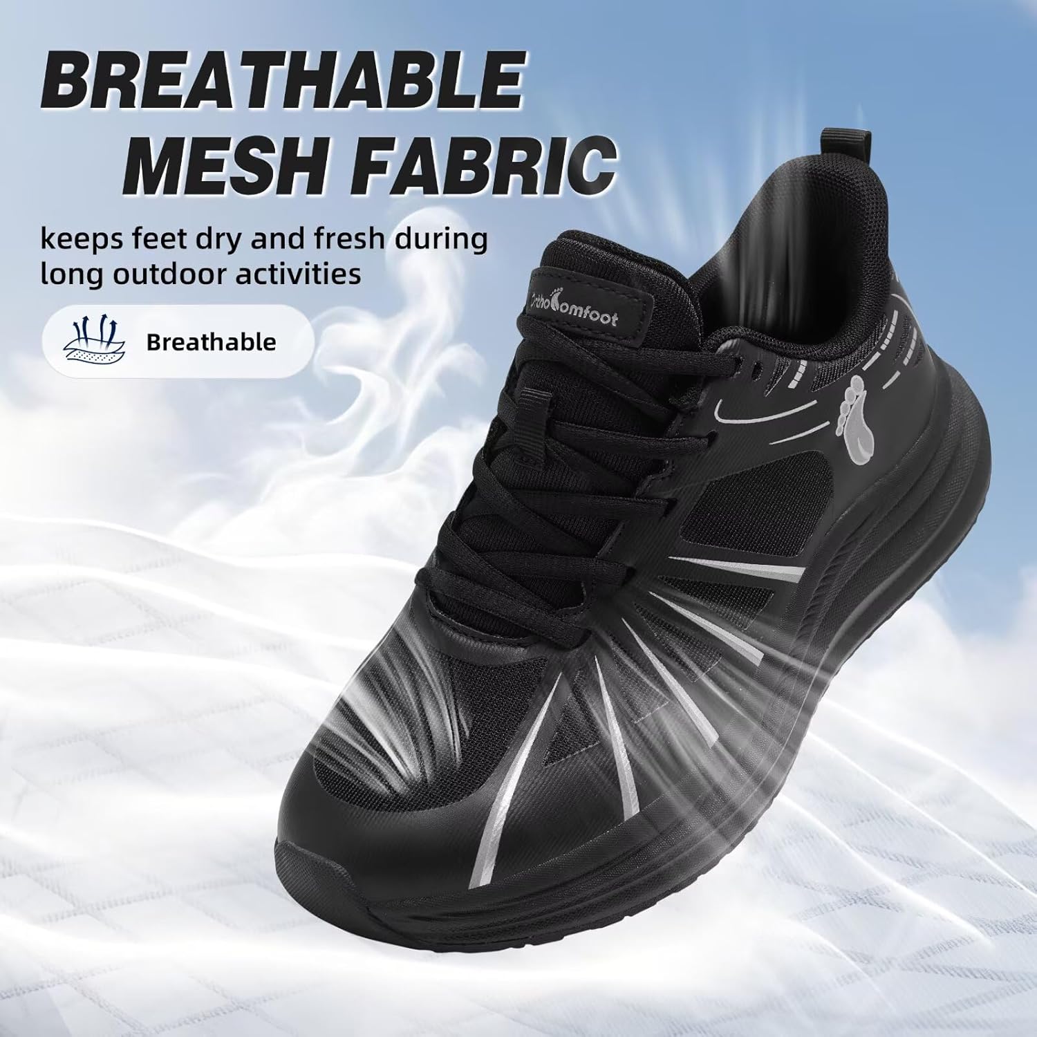 Women's Orthopedic Road Running Shoes: Comfortable Arch Support Plantar Fasciitis Orthotic Athletic Sports Sneakers, Casual Flat Feet High Arch Tennis Work Walking Shoes for Foot Heel and Pain Relief - Image 6