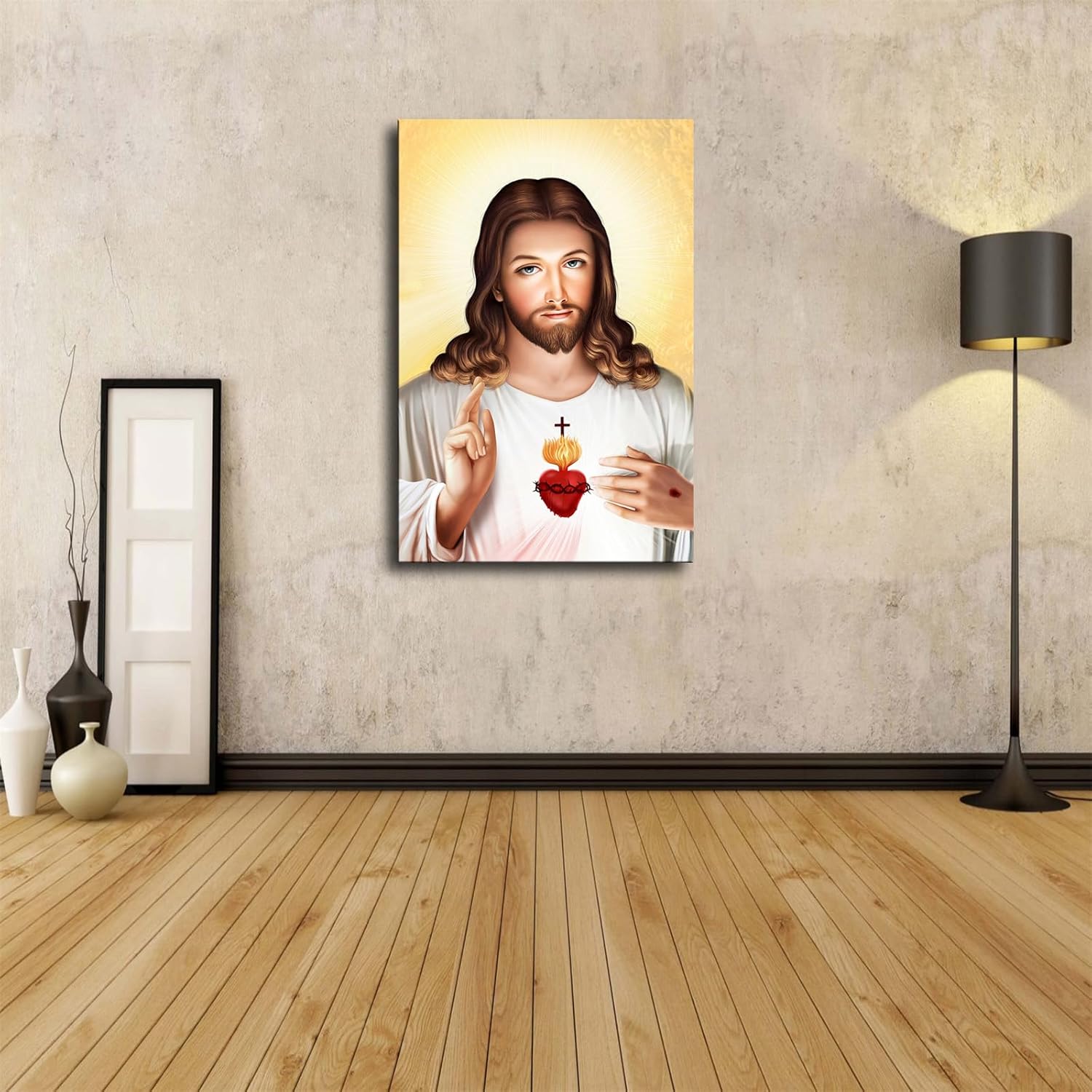 BaydoG Sacred Heart of Jesus Picture Mercy Christian Roman Catholic Religious Poster Modern High Definition Aesthetic Holiday Gift Home Wall Art Canvas Painting Decoration (Unframed,20×30inch)