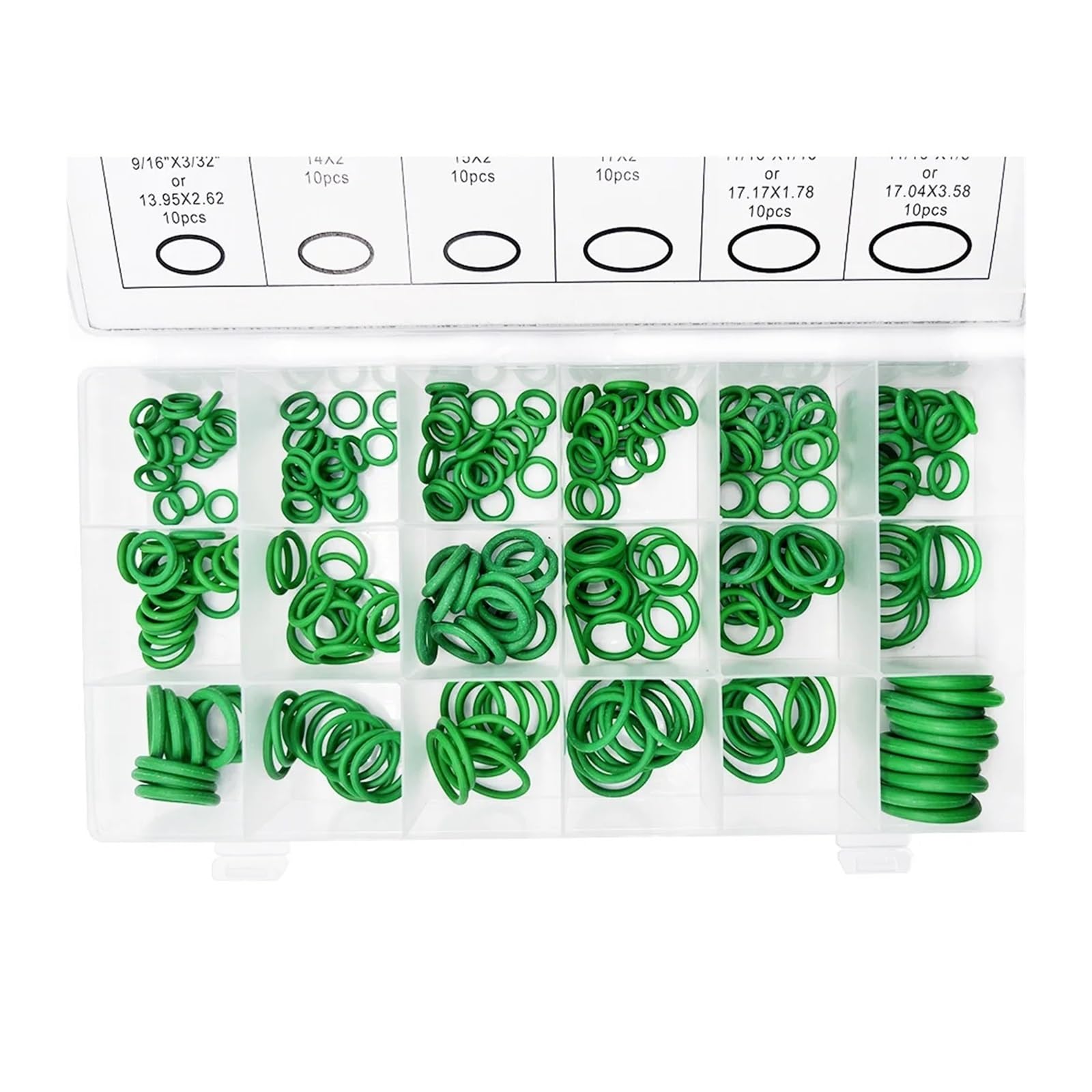 Kit surtido de juntas tóricas, juego de juntas tóricas de caucho de nitrilo de alta presión, Kit de sellado NBR for juntas tóricas de reparación de grifos de plomería(530pcs green)
