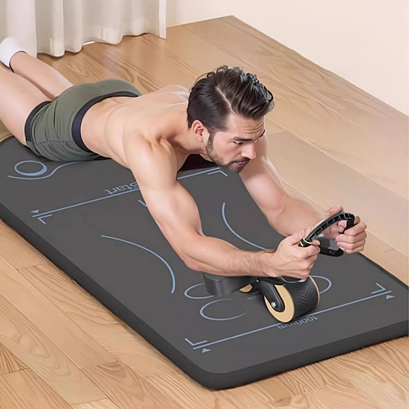 Alfombrilla para Ejercicios con Rueda Abdominal Rueda Abdominal Fitness | Esterilla De Suelo Para Ejercicios Yoga y Fitness Portátil Ejercicio en Casa Pilates y Abdominal