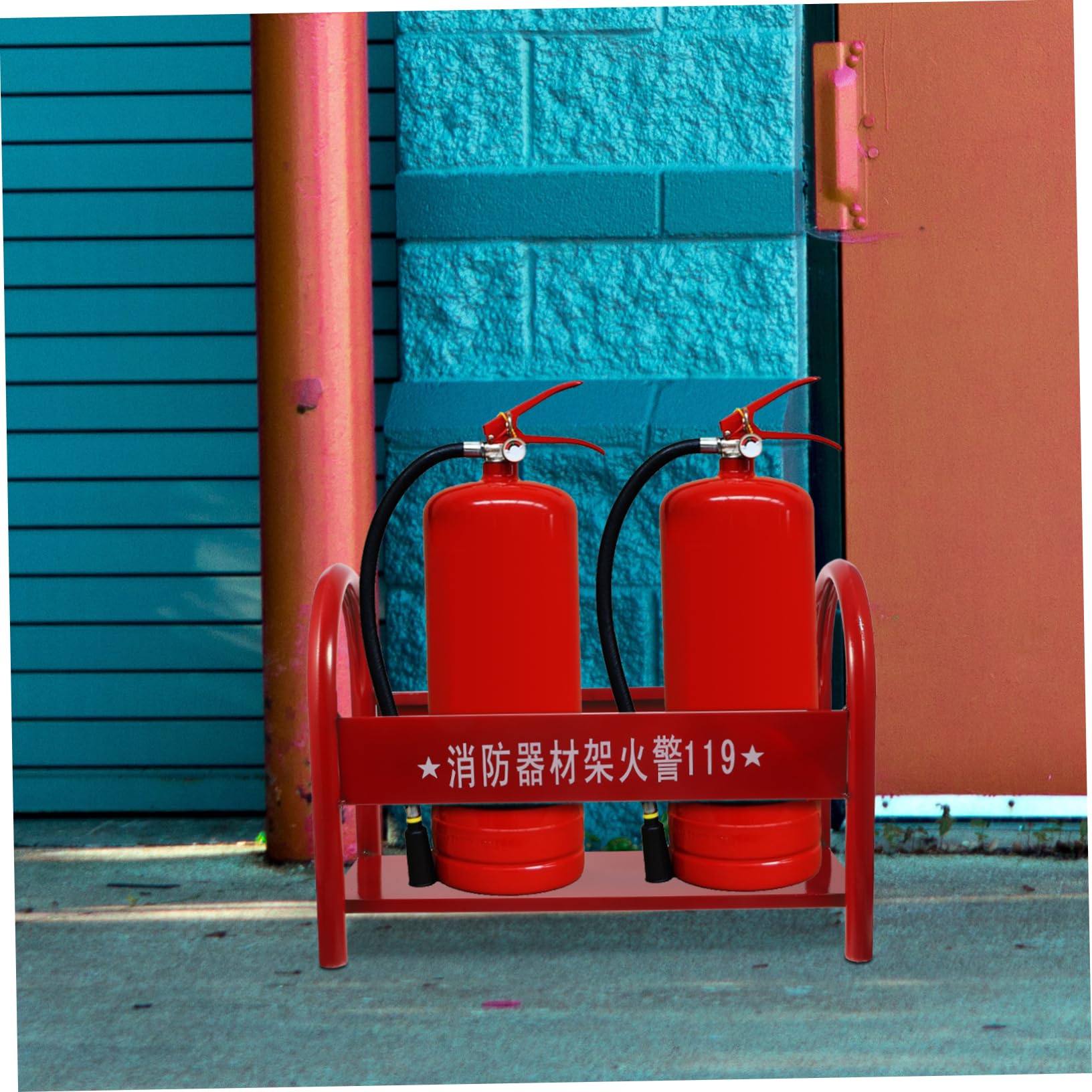 SOLUSTRE Estante De Metal Universal Para Extintor De Incendios Preparado De Emergencia De Hierro Rojo
