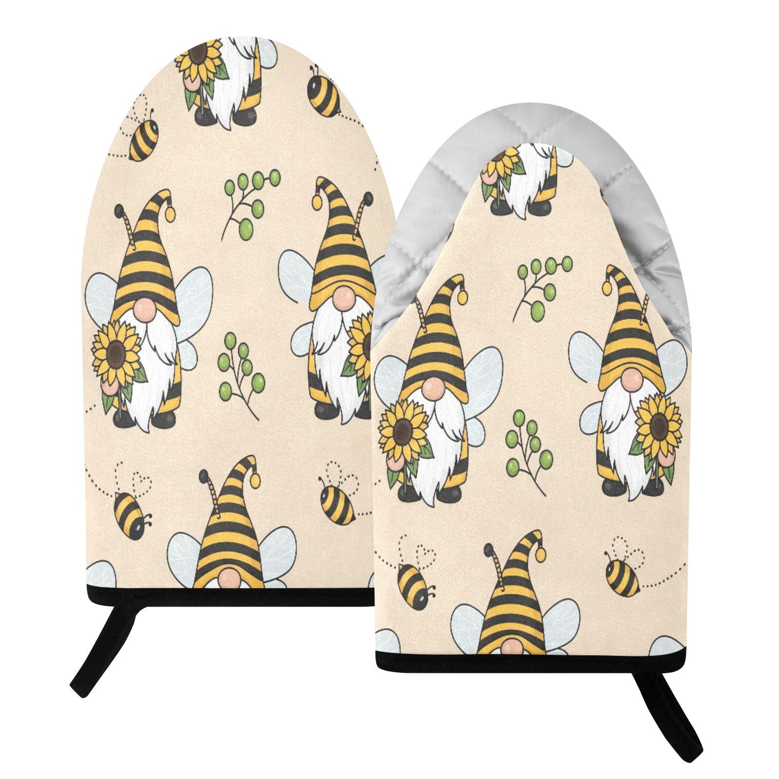 BURSTDDY Sunflower Gnome Oven Mitt,Heat Resistant Kitchen Mitts for Cooking