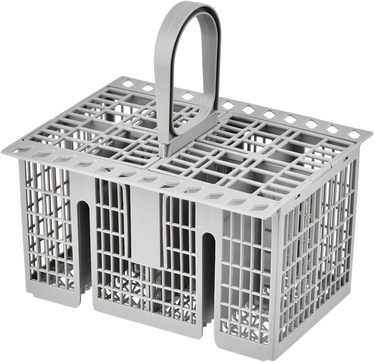 Dishwasher Cutlery Basket, Dishwasher Utensil Basket With Handle and Lid, Removable Replacement Basket, Efficient Space Saving, Dishwasher Basket, Cutlery Basket for Dishwasher Universal | Grey