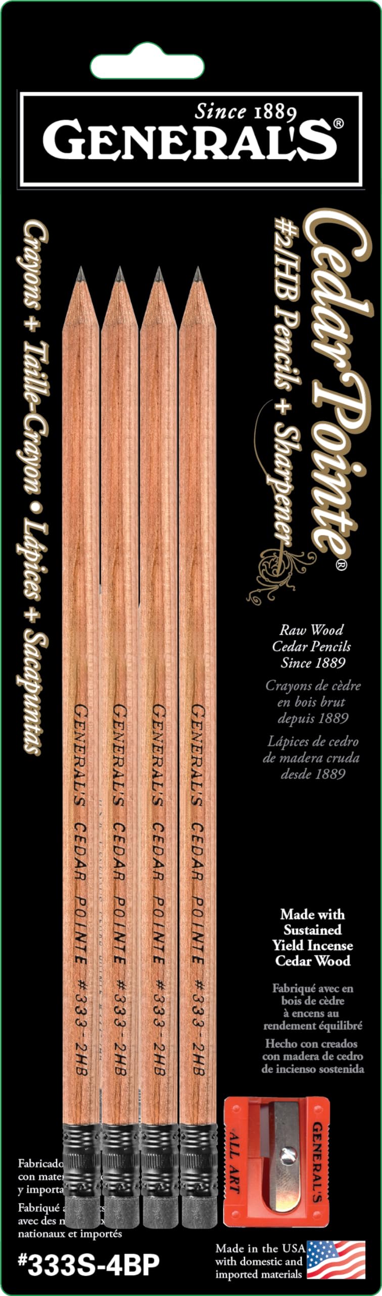 General Pencil Cedar Pointe Graphite Pencils W/Sharpener 5/Pkg
