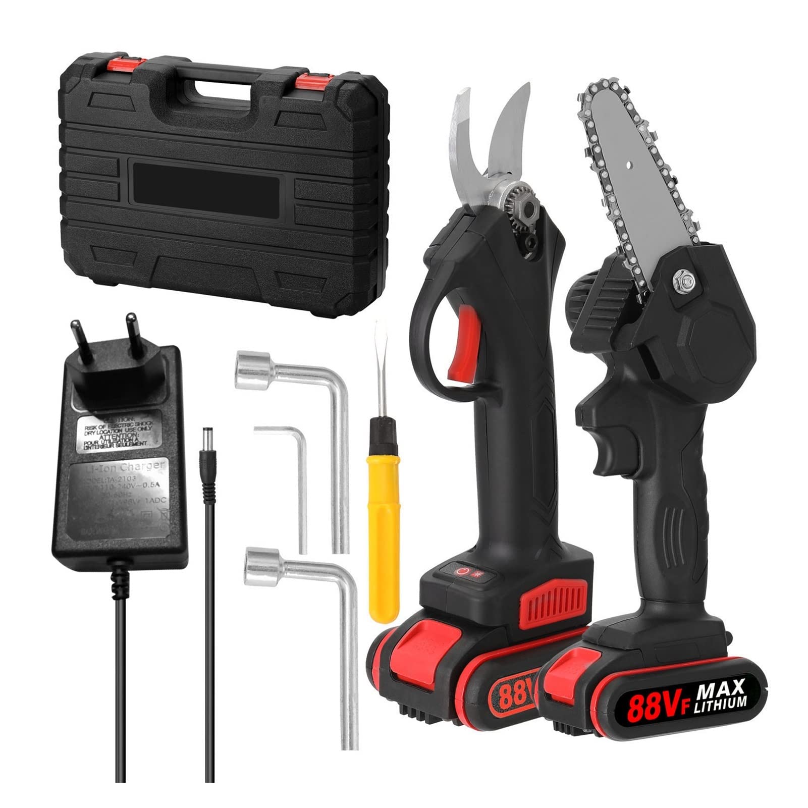 Tijeras De Podar EléCtricas, Tijeras de podar eléctricas inalámbricas de 21V y 30mm, sin escobillas, 88VF, cepillo de 4 pulgadas, sierra eléctrica, juego de motosierra, herramienta de carpintería for