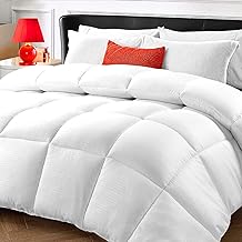 Queen Size Soft Quilted Comforter Cooling Comforter for Night Sweats All Season Down Alternative Comforter Duvet Insert with Corner Tabs Winter Summer Warm Fluffy (White 88"x88")
