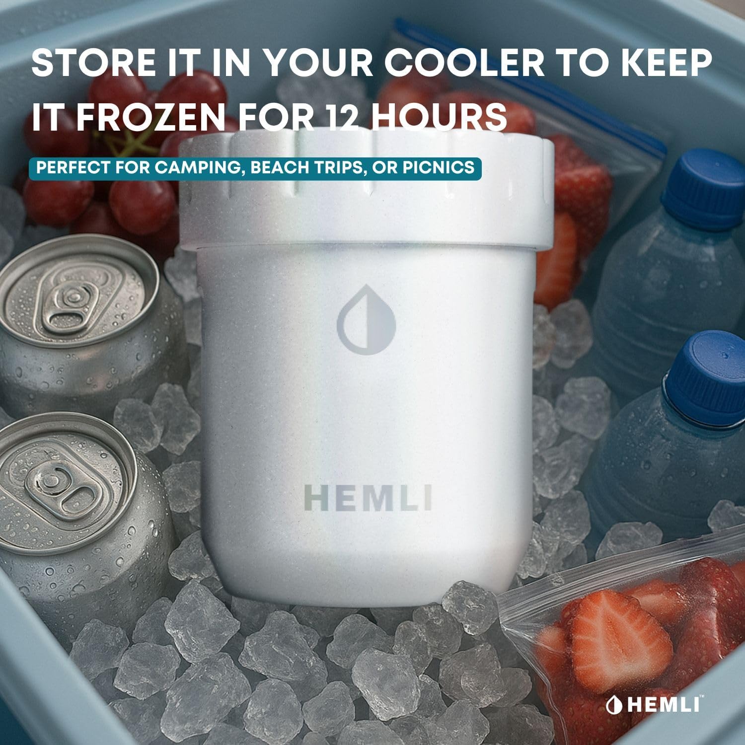 Ice Cream Pint Cooler, Fits All Standard Ice Cream Pints, Vacuum Insulated Stainless Steel, Leakproof Lid with Silicone Seal, Non-Slip Bottom, Keeps Ice Cream Frozen for Hours, Canteen with Grip Lid