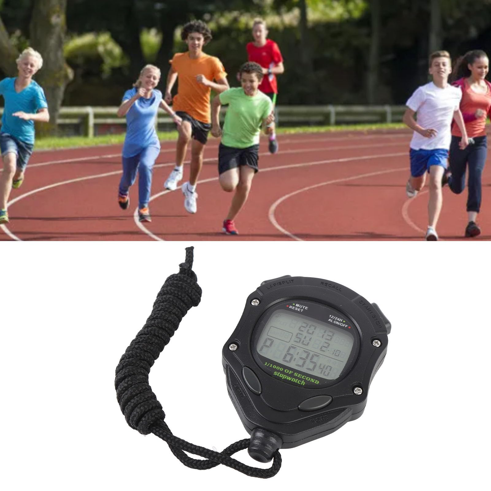 BuyWeek Cronometro Sportivo, Cronometro Digitale ABS Portatile Cronografo Timer con Night Light Alarm per Racing Nuoto