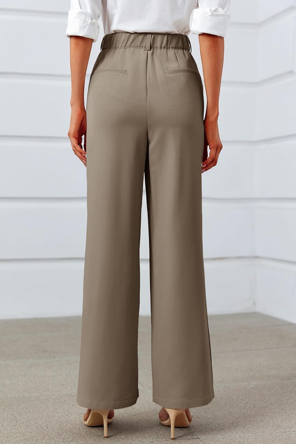 Cicy Bell Womens Side Split Dress Pants Elastic High Waisted Wide Leg Business Casual Trousers with Pockets - Image 3