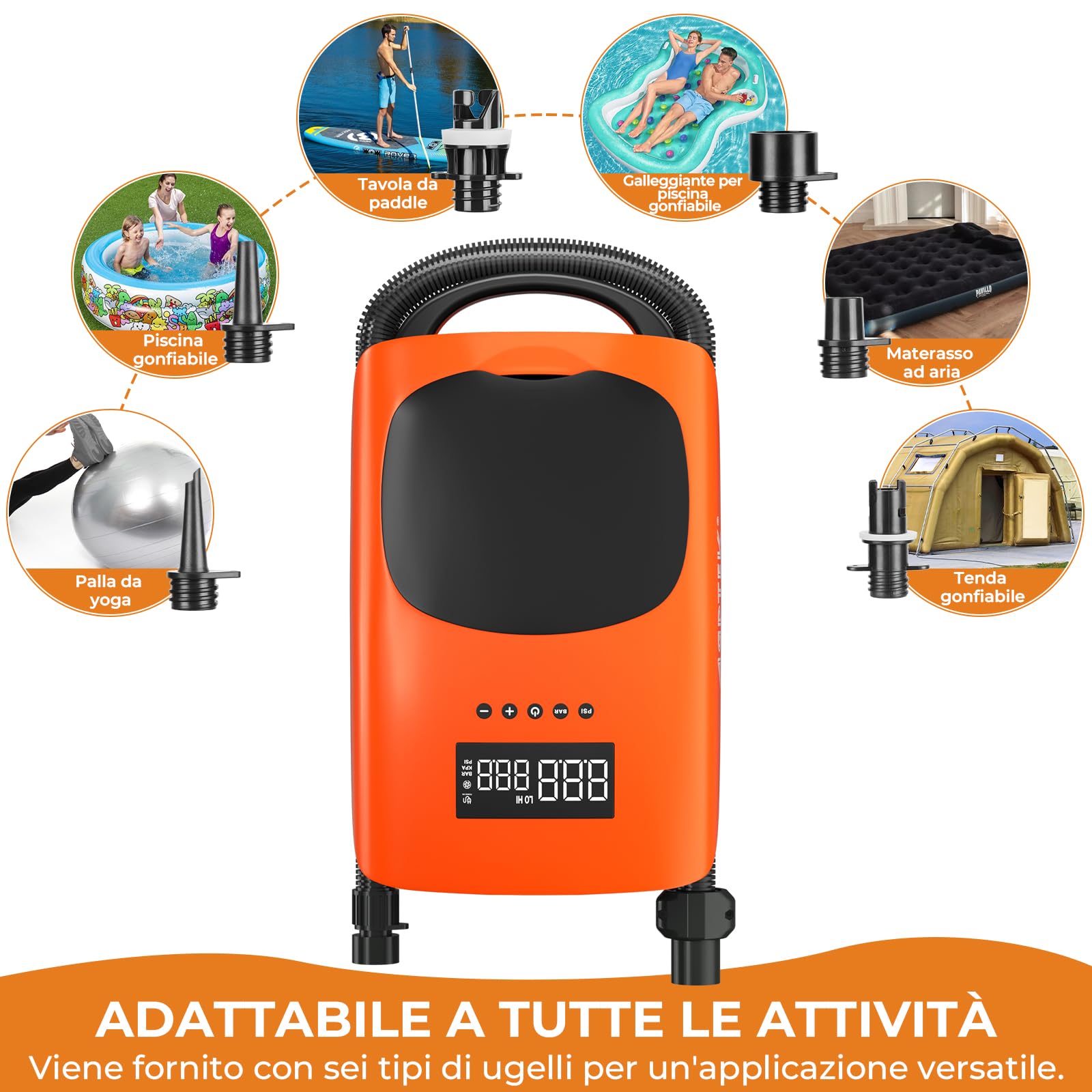 AGPTEK 22PSI ad alta pressione Paddle Board Pump Quick Portable SUP Air Pump, funzione di gonfiaggio e sgonfiaggio Auto-Off &12V DC Connettore auto Dual Stage per gonfiabili Stand up Paddle Boards
