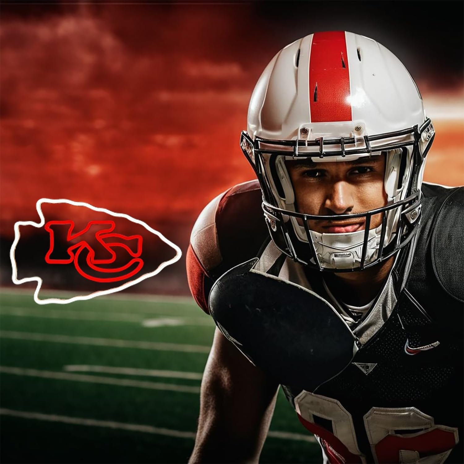 Rugby Football Sports Team Neon Sign Suitable for Chiefs KC Logo for Wall Decor USB Powered Dimmable Led Light Up Signs for Bedroom Men Cave Home Bar Decor Birthday Xmas Gifts for Fans - Image 4