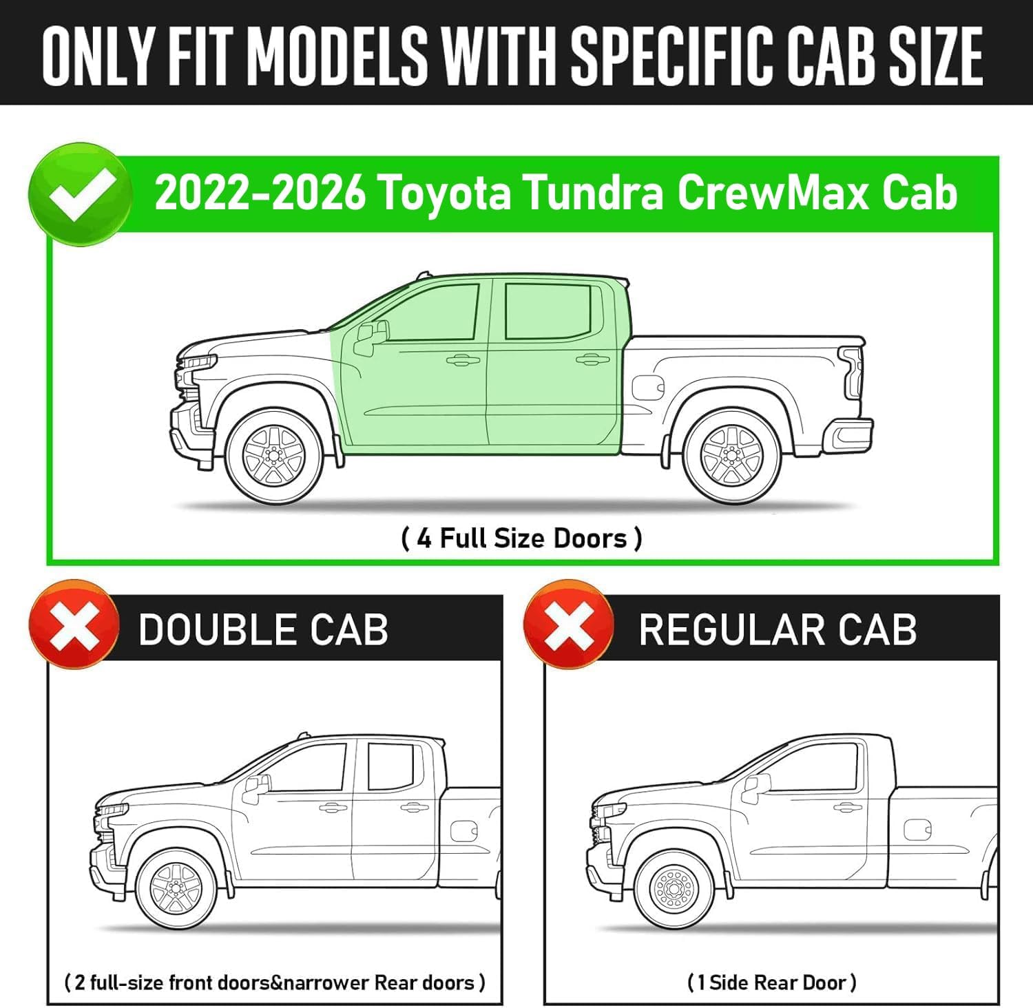 SMANOW Running Boards Compatible with 2022-2026 Tundra Crewmax Cab .Tundra Running Boards Wide and Long Steps Curved Design Tude Step Bars Black Powder Coated Side Steps.