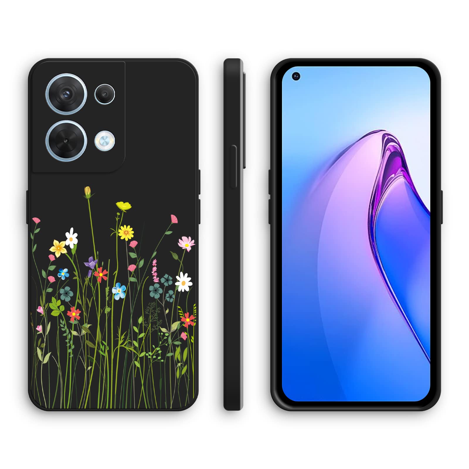 Coque XINYEXIN Pour Oppo Reno8 5G – Motif Fleurs 3D – Silicone Transparent (Femme, Fille)