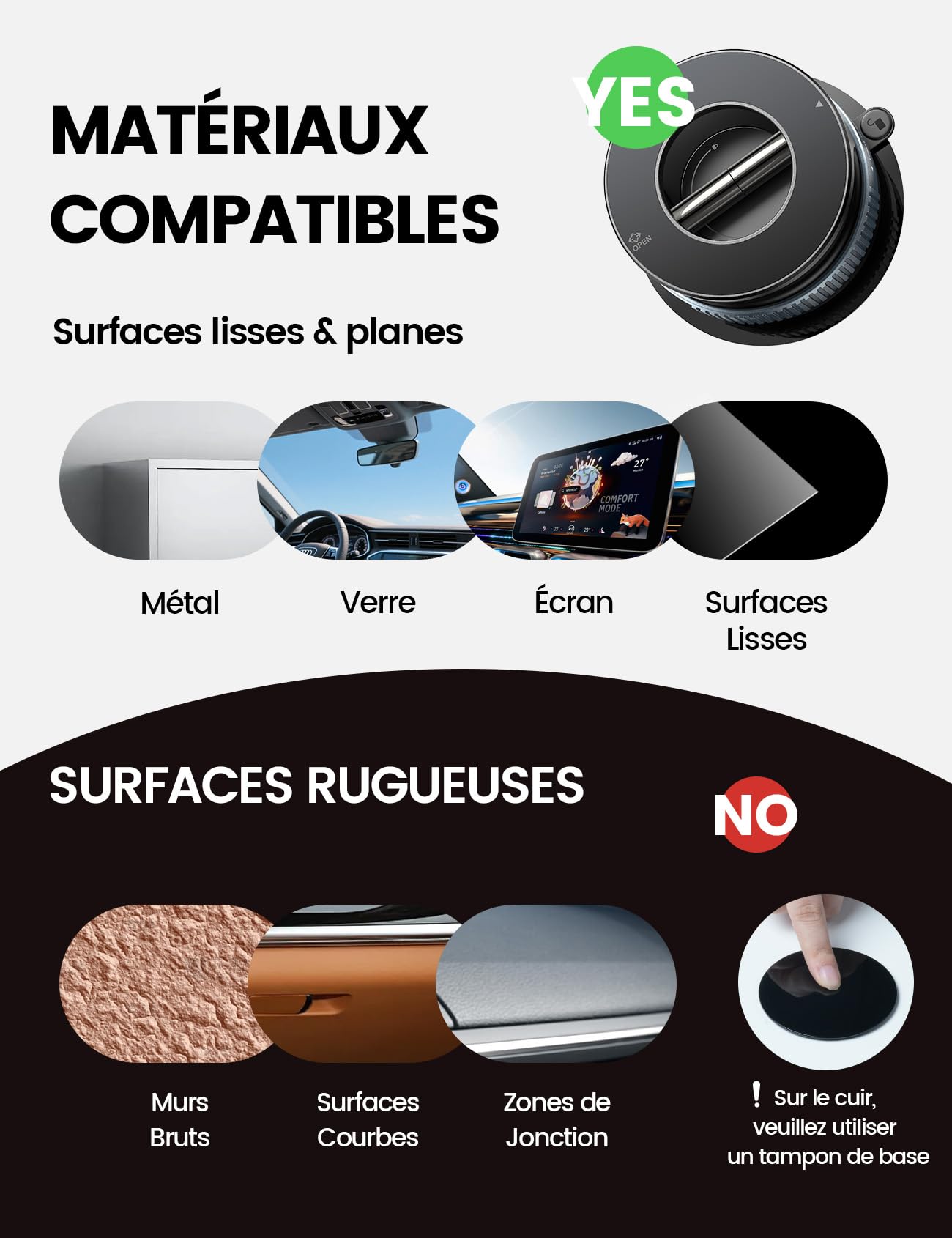 Lamicall Support Telephone Voiture pour MagSafe - [Ventouse à Vide & 24X N55] 360° Rotation, Porte Voiture pour Tableau de Bord/Pare-Brise, Support Magnétique pour iPhone 17 16 15, Autres Smartphones