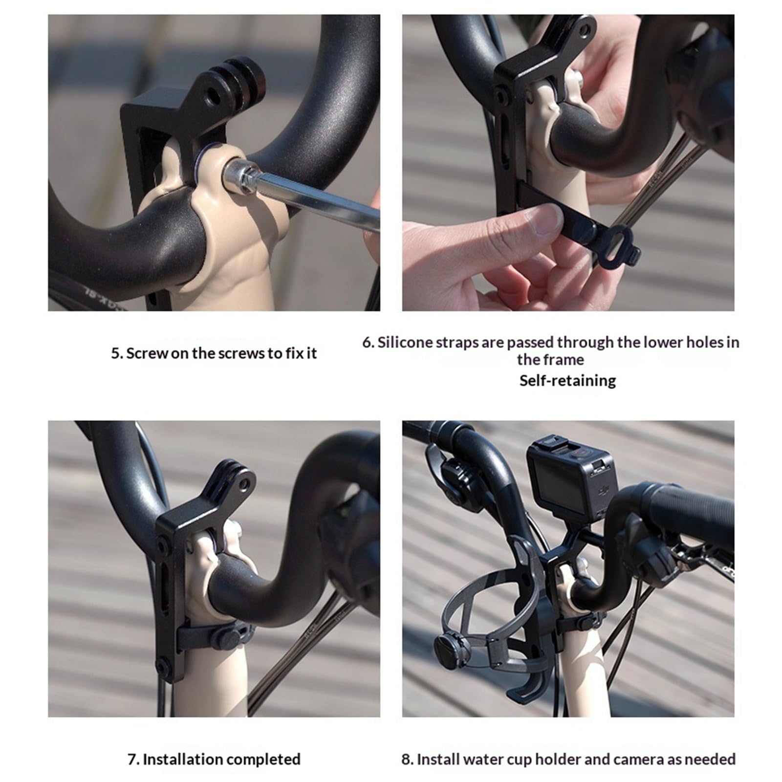 Portabottiglie integrato per bici in lega di alluminio antiscivolo | EcoGleam Portabottiglie esteso integrato per bici, leggero, in lega di alluminio, staffa antiscivolo, cinghie e