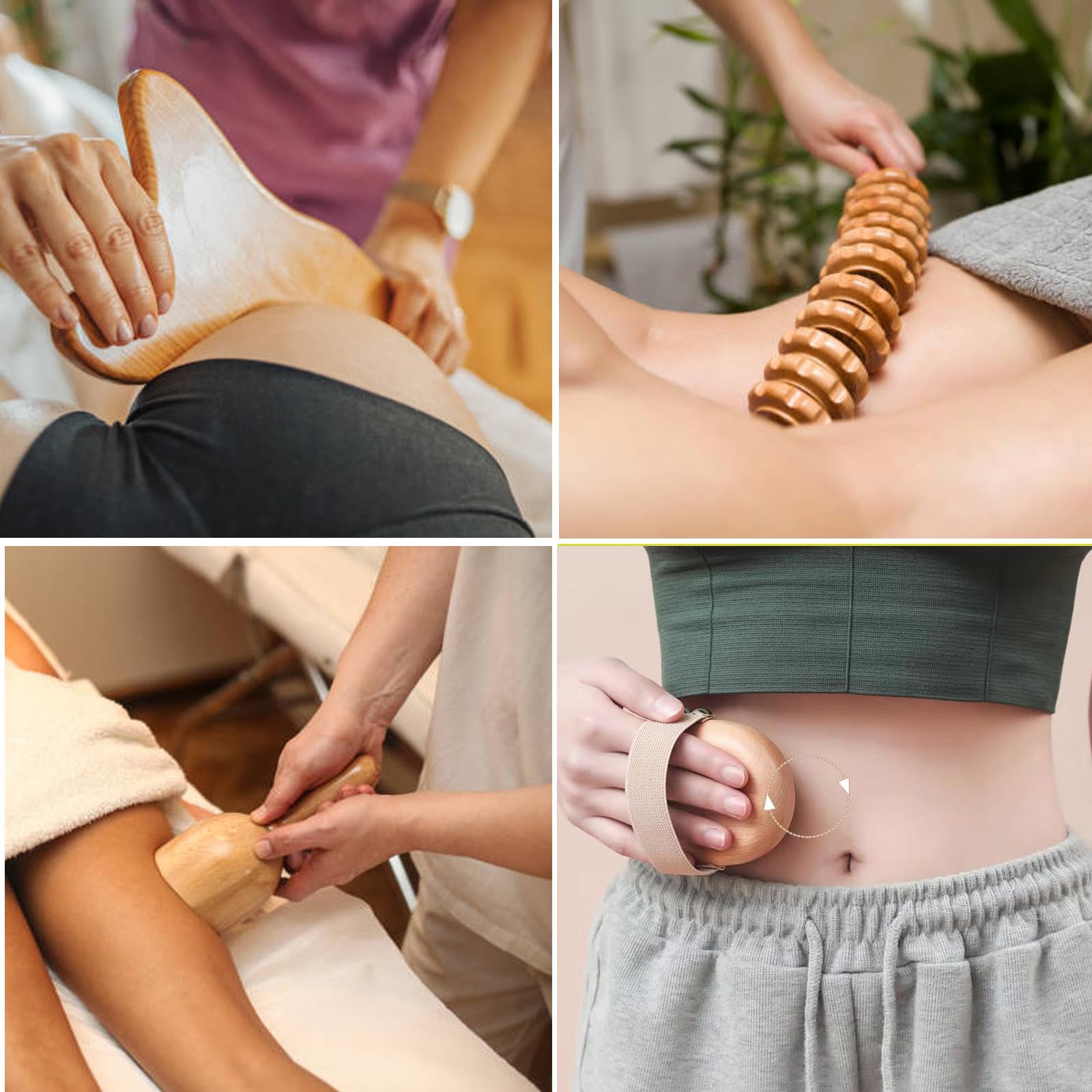 Juego de 9 herramientas de masaje de madera terapéutica para el modelado del cuerpo, kit Maderoterapia para drenaje linfático anticelulítico, juego de copas y rodillos de masaje curvados de madera