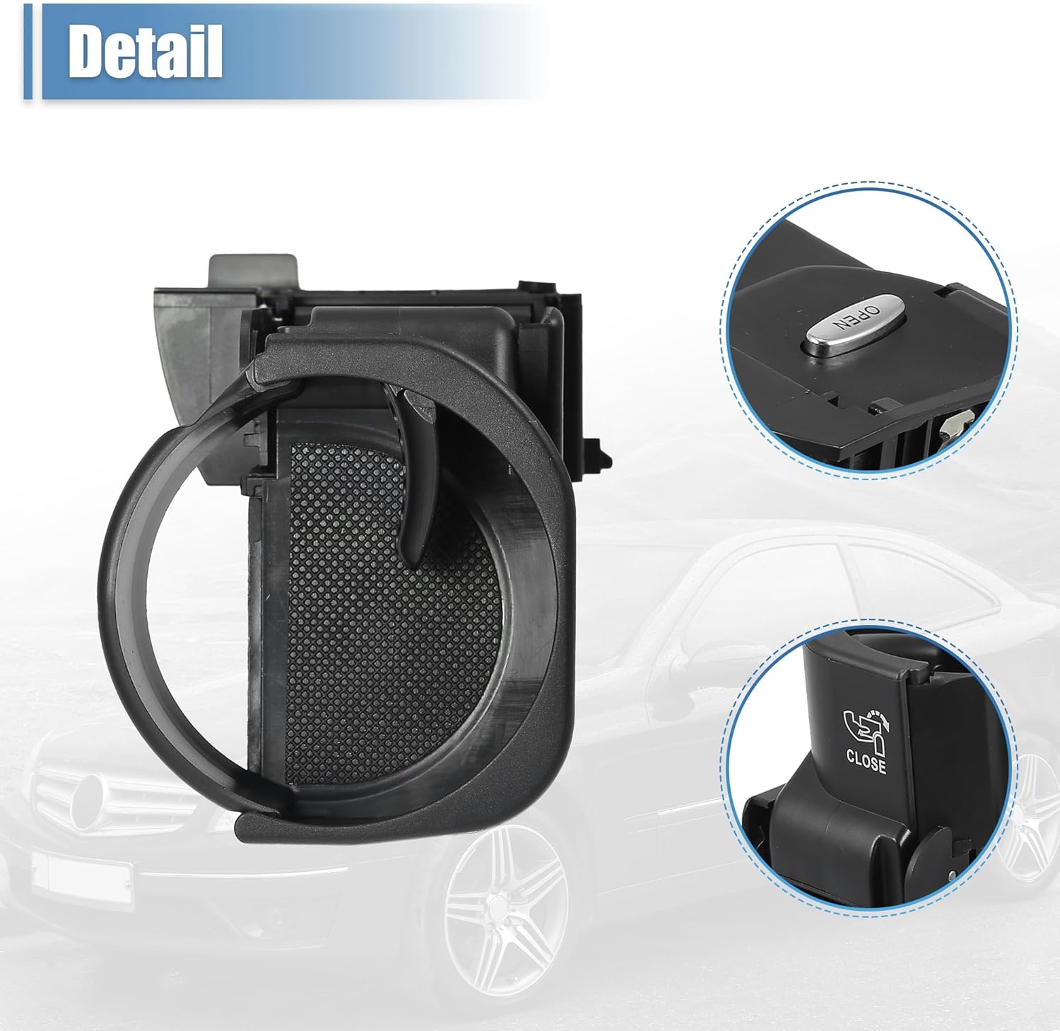 X AUTOHAUX Cup Holders for Car Expander Insert for Mercedes-Benz CLC-Class 2008-2011 C-Class 2000-2007 2036800879 Adjustable Foldable Car Drink Holder ABS PC Black