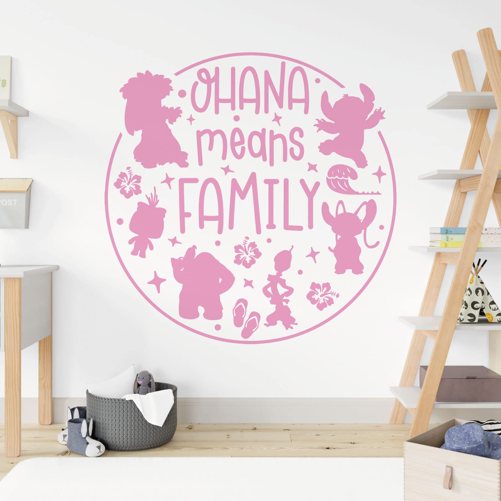 Ohana Means Family - Lilo and Stitch - Children Decal Wall Sticker [Large] [Pink]