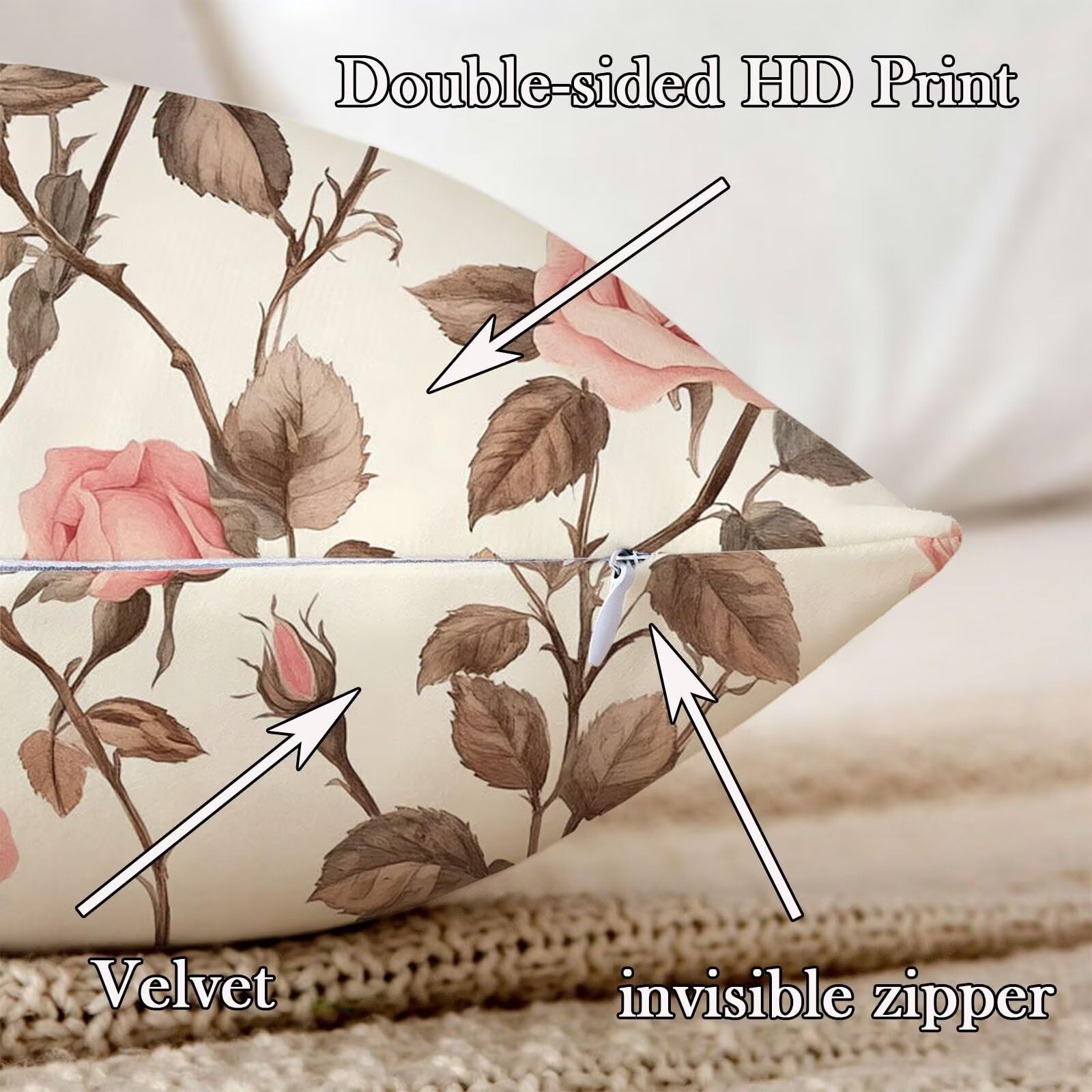 Kissenbezug 75x75cm 2er Set Outdoor Kissen Braun Blume Samt