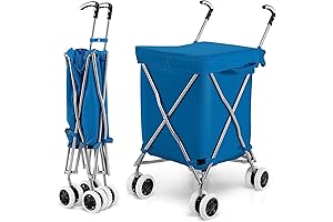 GOFLAME Folding Shopping Cart, Large Versatile Cart for Groceries and More