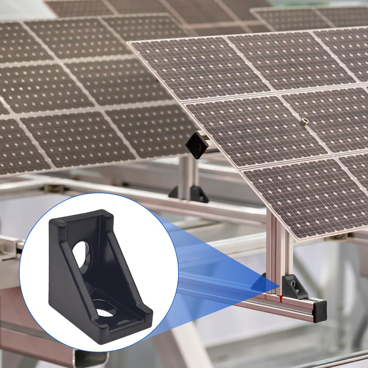 Zestaw 10 czarnych aluminiowych profili wytłaczanych z serii 2020, złącza w kształcie litery L z 20 nakrętkami szczelinowymi M5 T + 20 szt. śrub sześciokątnych M5 do szyny szczelinowej 1/4 20/20 V T