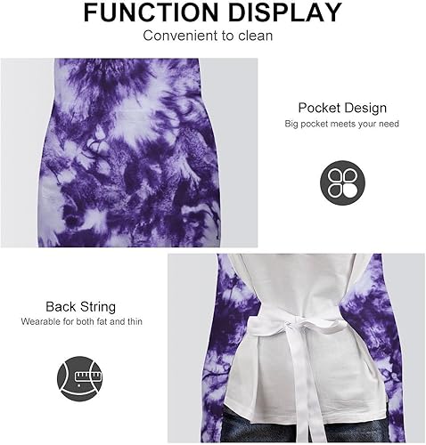 Miniatura 6 de Divertido delantal ajustable para mujeres y hombres con 2 bolsillos para cocinar, hornear, jardinería, chef dibujo