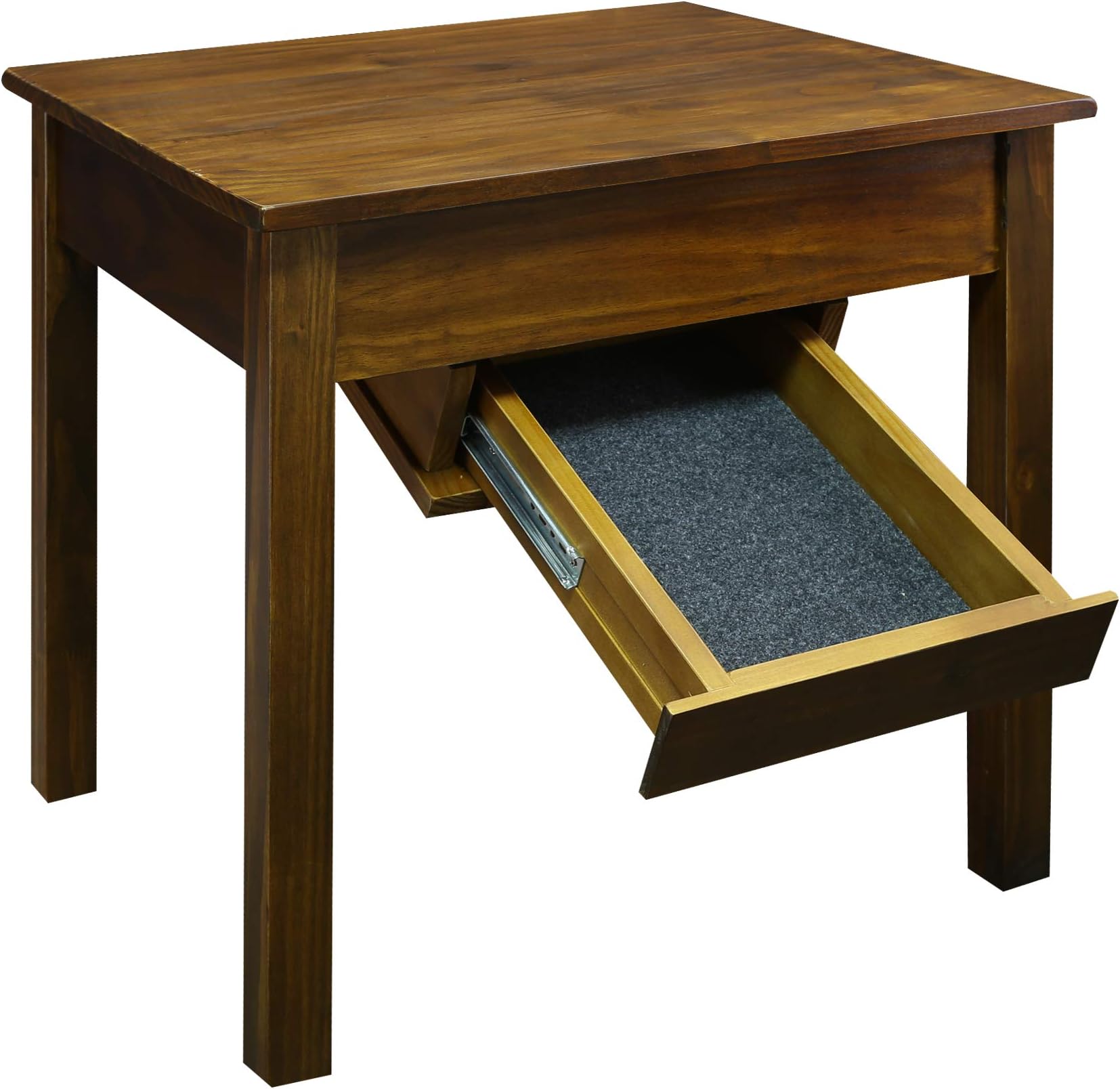 Casual Home Kennedy End Table Drawer, Concealment Furniture, Warm Brown