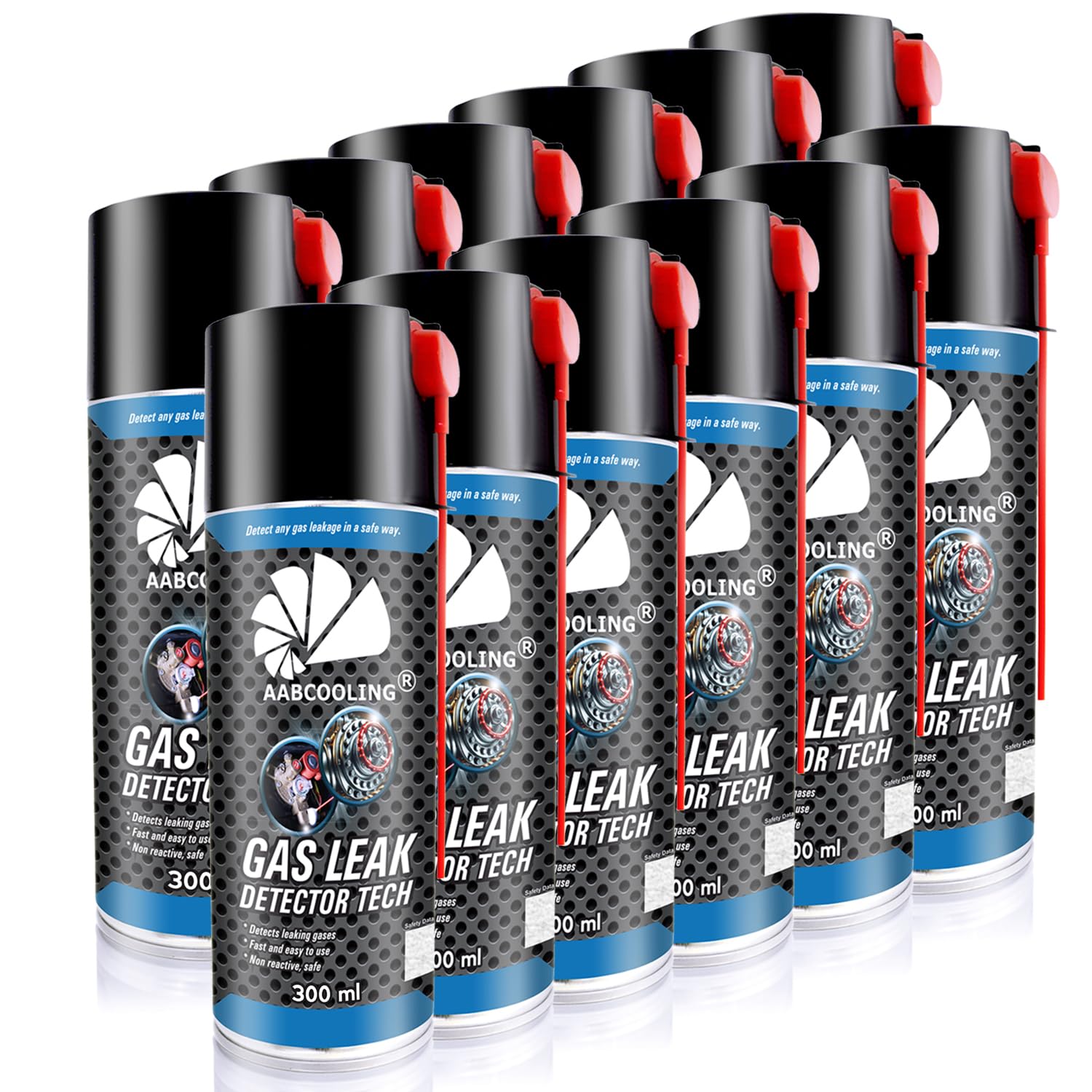 AABCOOLING Gas Leak Detector 12x 300ml Detektor Nieszczelności Gazu w Sprayu - Tester Szczelności, Wykrywanie Wycieków Gazu - Szybkie Sprawdzenie Szczelności Butli, Węży, Złącz i Reduktorów