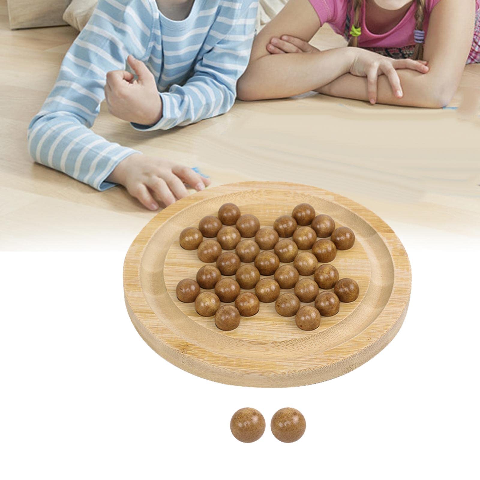 Solitario con Pioli in Legno Giochi da Tavolo Rompicapo Puzzle Indipendenza Scacchi Decorazioni per Ufficio per Bambini, Diametro 180 mm