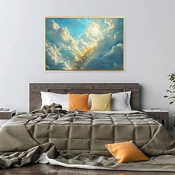 Amazon.co.jp: 絵画 空への黄金の階段インテリア 絵画 魅力的な