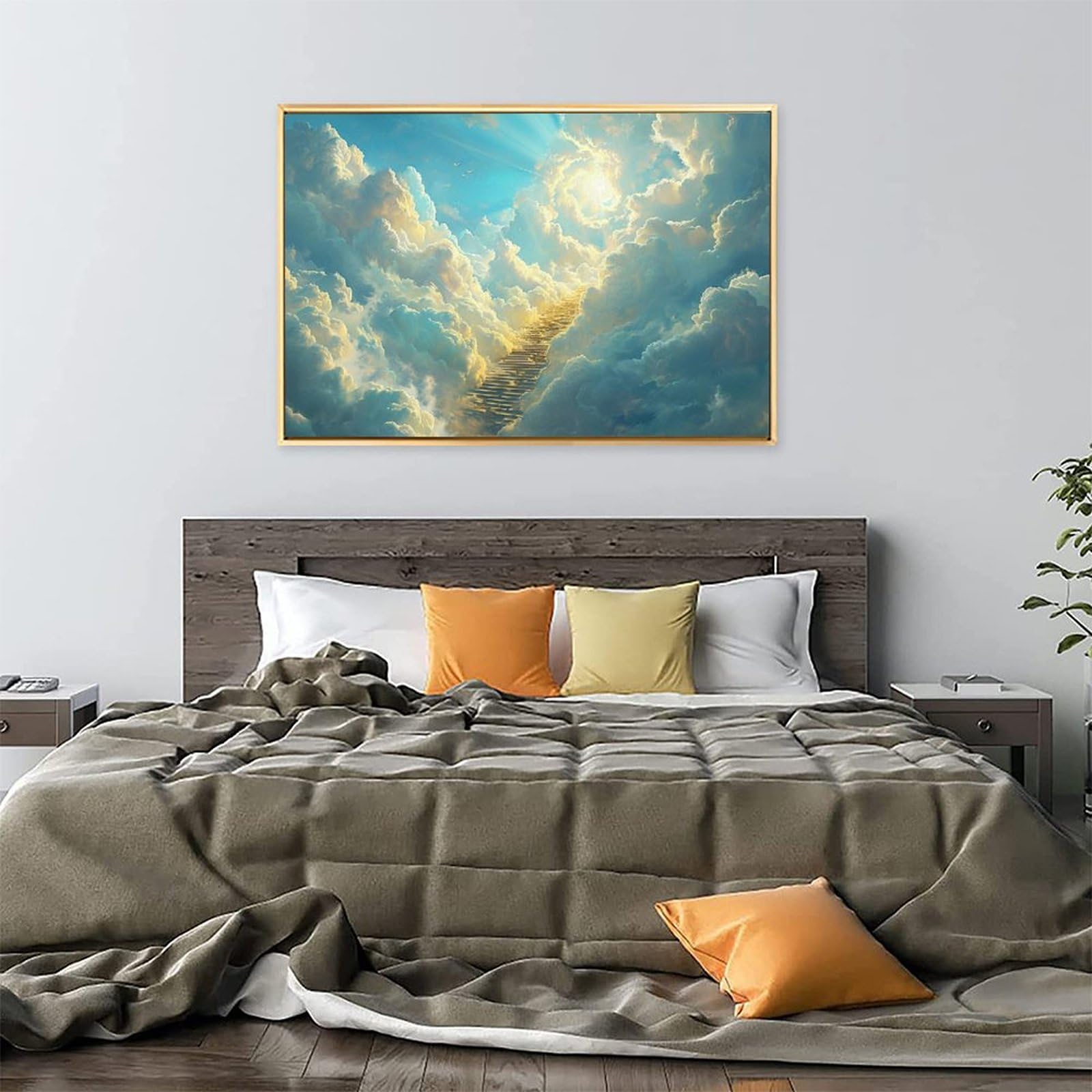Amazon.co.jp: 絵画 空への黄金の階段インテリア 絵画 魅力的な色の空