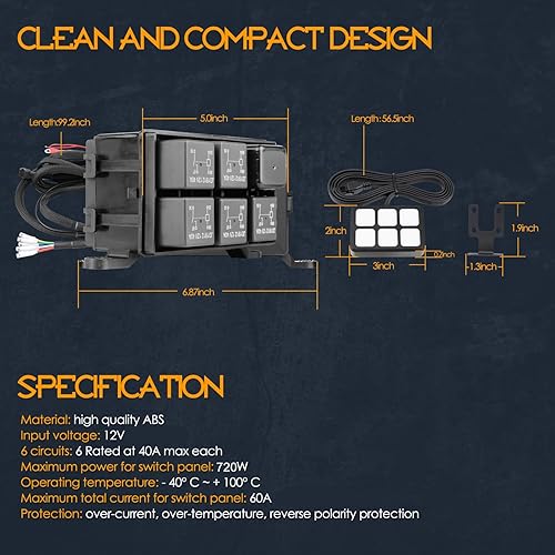Miniatura 2 de Nirider - Panel de interruptor de 8 bandas, regulable, estroboscópico momentáneo, multicolor, panel de interruptor RGB de 12 V, sistema de control