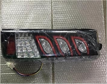 Car Styling Taillights Compatible with Toyota Hiace 200 Series 2005-2018 Led Tail Light Fog Lamp Rear Lamp DRL + Brake + Park + Signal LightBlack smork one
