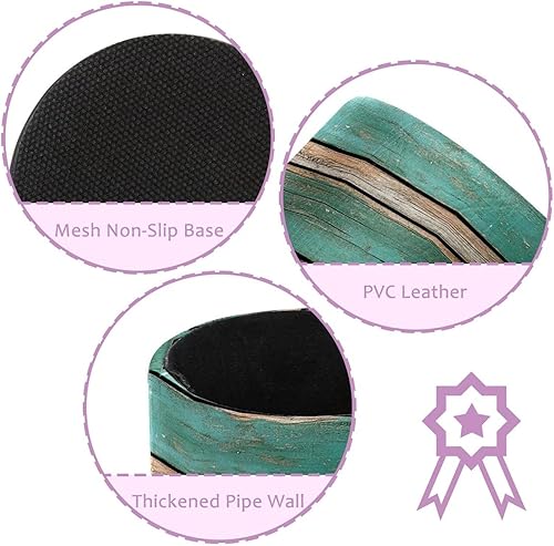 Miniatura 2 de Madera de granero verde azulado envejecida rústica P (2) soportes para lápicesbolígrafos para escritorio, organizador de escritorio redondo para