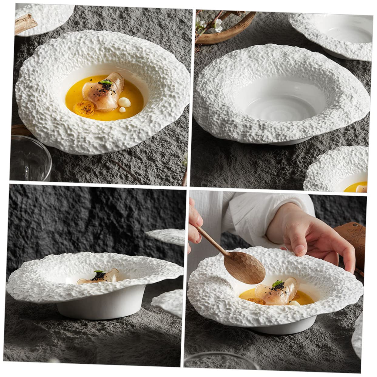 ABOOFAN Bol à Pâtes Chapeau 10 Pouces en Céramique Blanche, Forme Chapeau