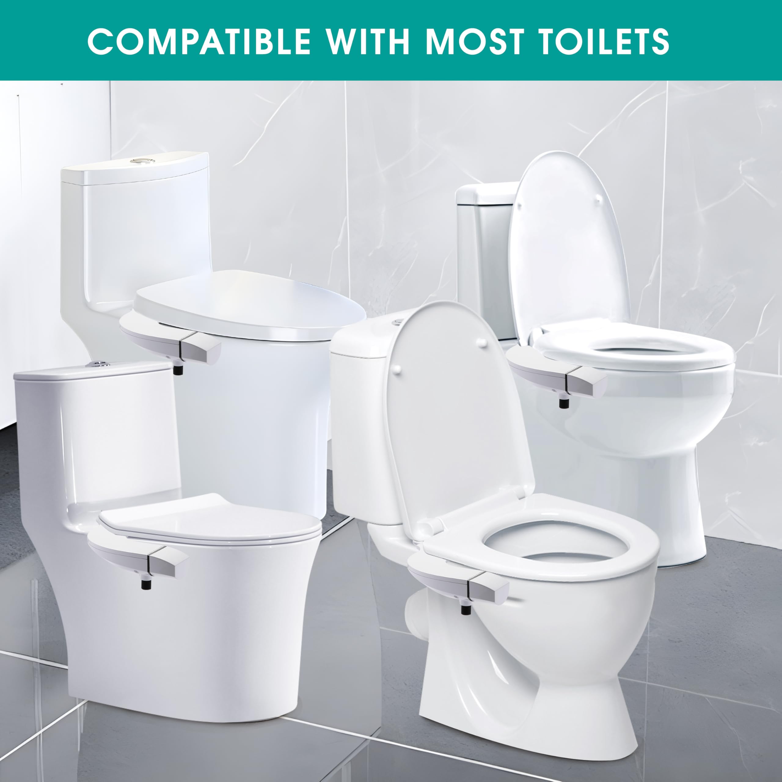 Ultra-Slim Bidet Attachment for Toilet Dual Nozzle Frontal Rear Wash with Self-cleaning Non-Electric Bidet Toilet Seat Attachment with — view 6