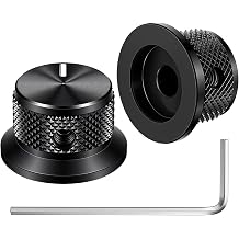 2Pcs Aluminium Potentiometer Knob, 1/4" D Shaft Knob Universal Black Guitar Volume Knobs with Set Screw for Guitar/Bass/AMPS/Preamps