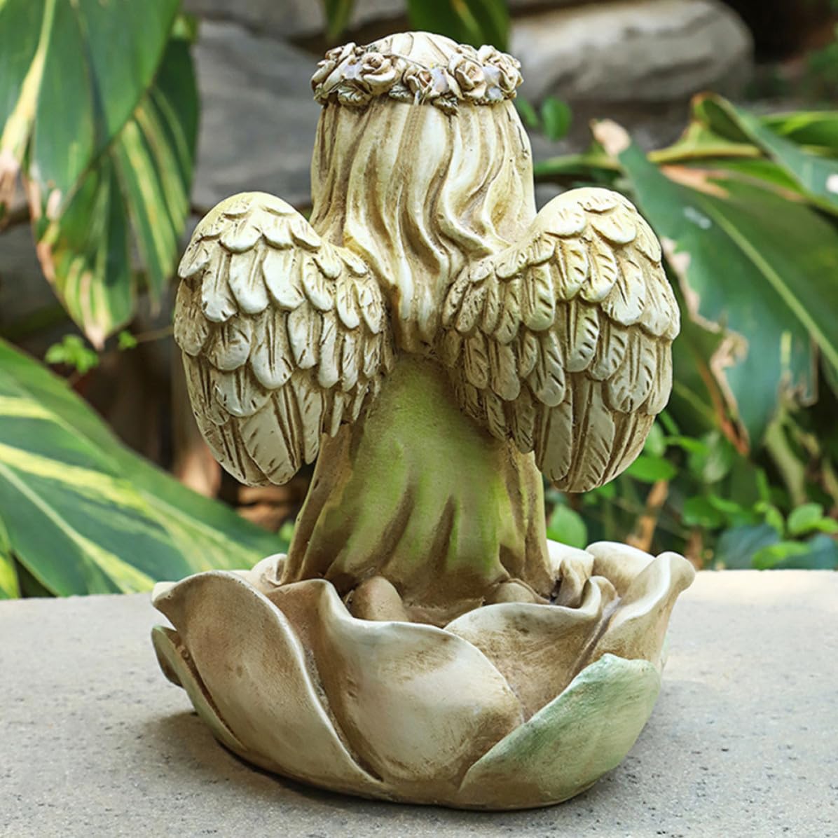 Homoyoyo Ornamento da Giardino Angelo Fata in Resina Led, Stabile