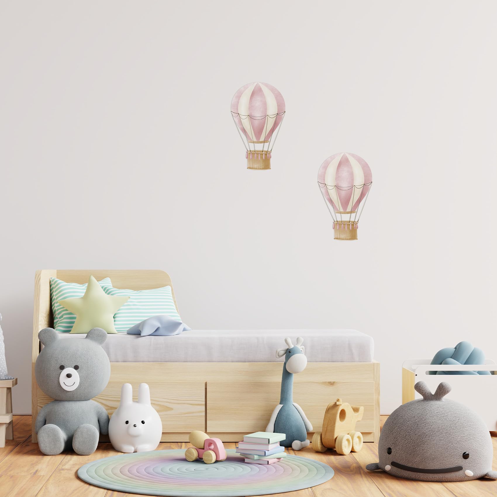2er Set Heißluftballons Wandtattoo Wandsticker Aufkleber für Kinderzimmer Babyzimmer Aquarell Ballon Y032 (Altrosa)