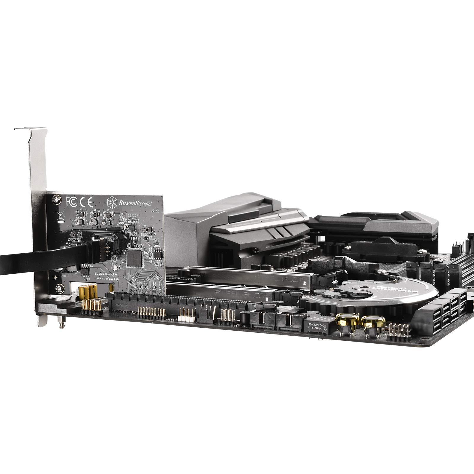 Silverstone Technology ECU07, Tarjeta de expansión SuperSpeed USB 20 Gbps/USB-C 3.2 Gen 2x2 Interno Tipo-C Key-A PCIe, SST-ECU07