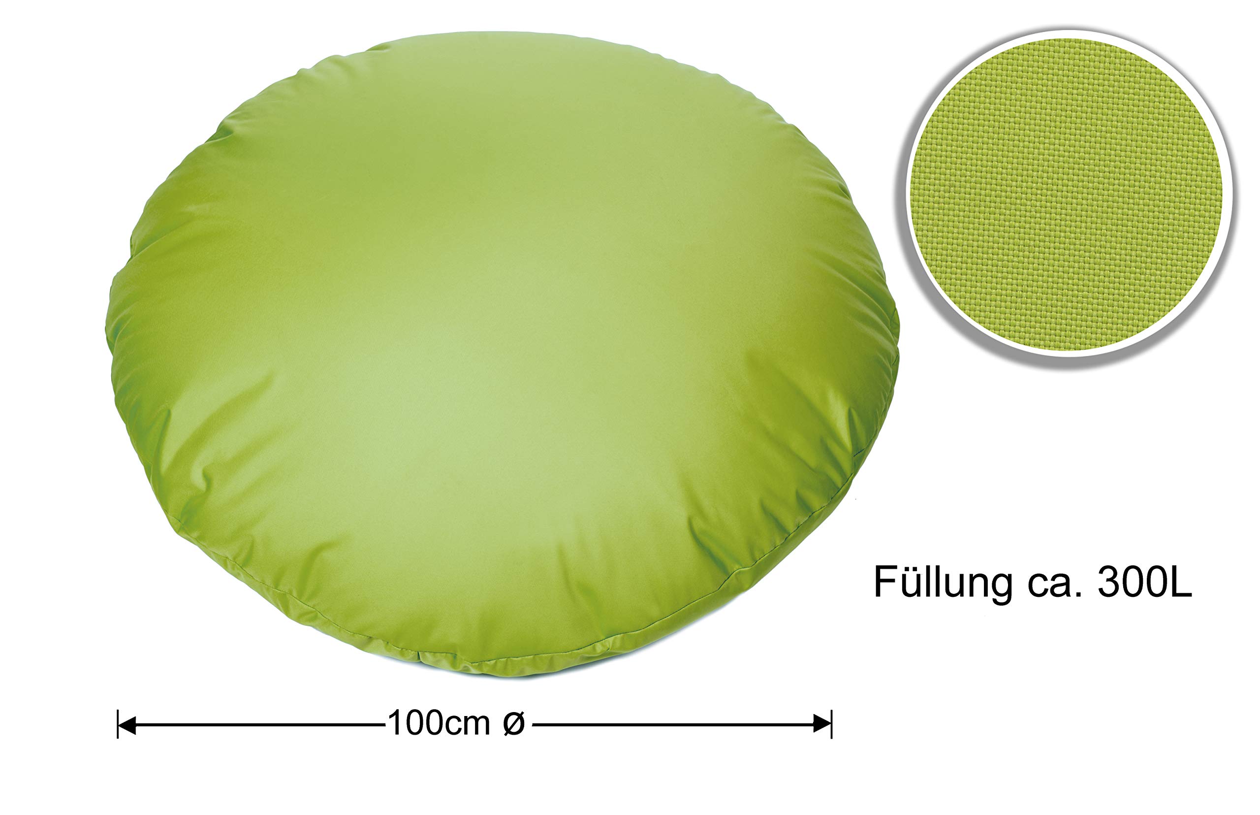 sunnypillow Worek do siedzenia XL z wypełnieniem styropianowym, średnica 100 cm, funkcja 2 w 1, do siedzenia i leżenia, na zewnątrz i wewnątrz, dla dzieci i dorosłych, wiele kolorów i rozmiarów do wyboru, zielony