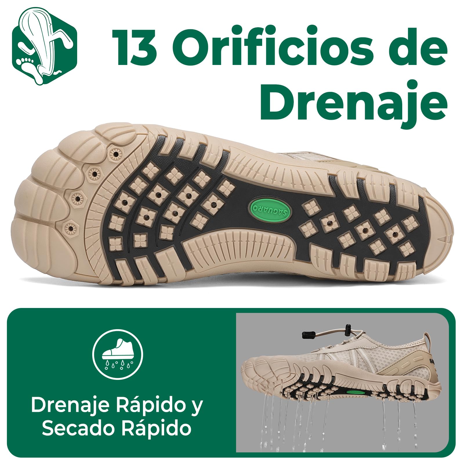 SAGUARO Escarpines Hombre Mujer Secado Rápido Barefoot Zapatillas de Agua Gr.36-48 — view 4