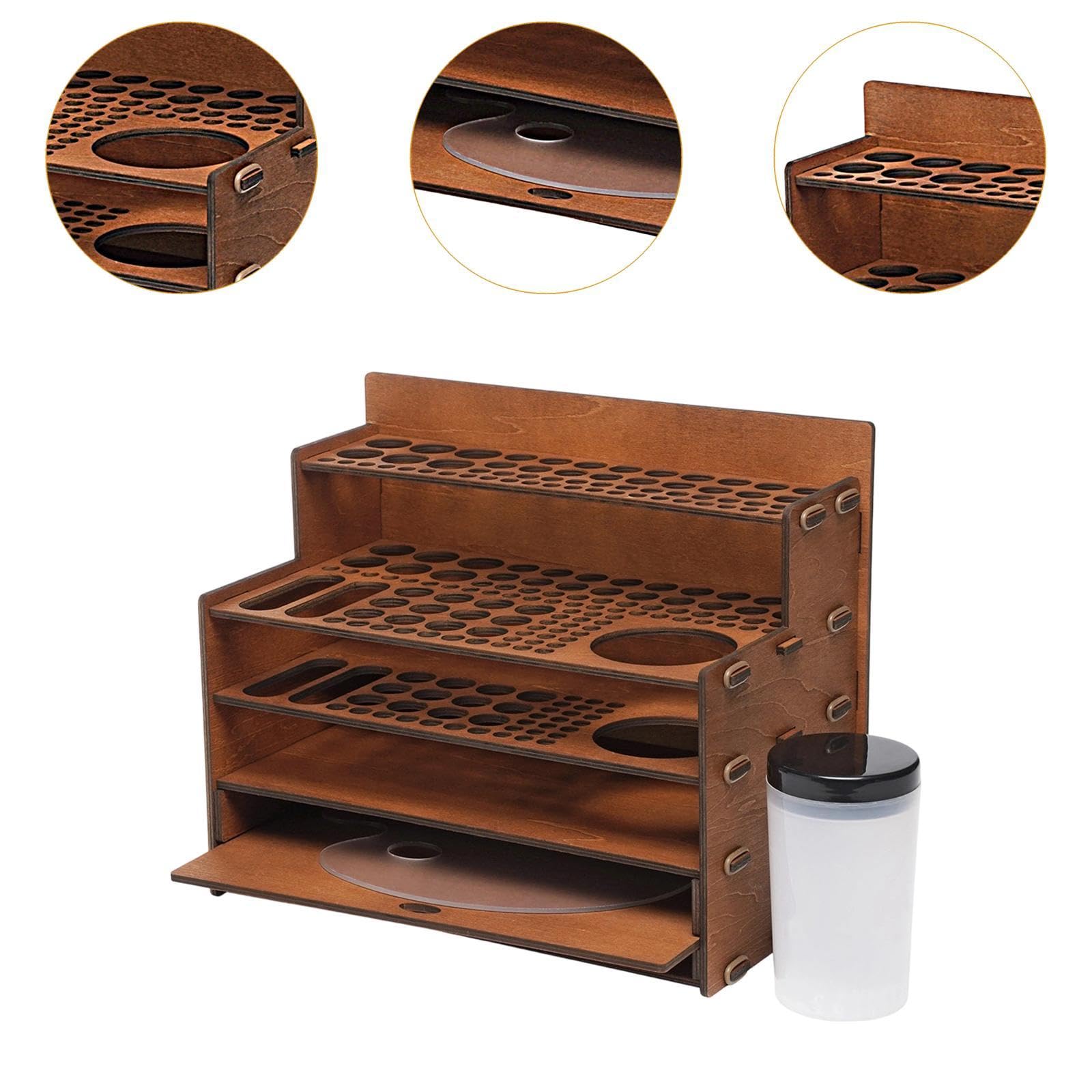 Organizador de Pinceles de Madera, Soporte de Escritorio, Soporte para Pinceles de Madera